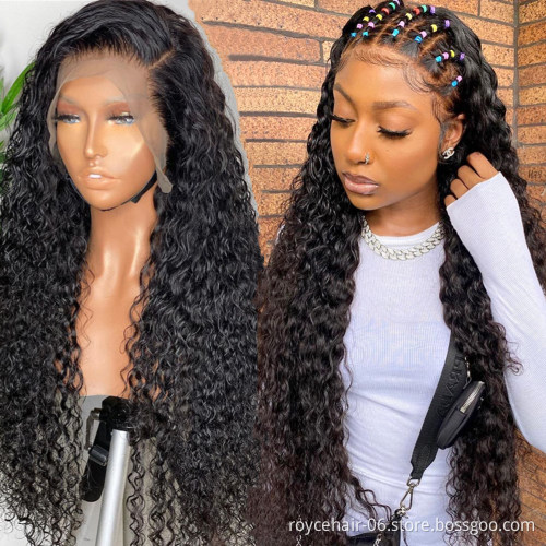 100% Brazilian Virgin Human Hair Transparent Swiss Lace Wig HD Body Wave Curly Lace Front wigs for Black Women